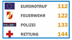 Die Notrufnummern von Österreich.